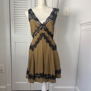 Urban Outfitters mini-dress Olive w/Black Lace and side zipper - Women's Size SM